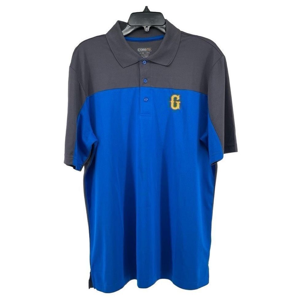 Core 365 Men’s Balance Blue Gray Colorblock Performance Custom Pique Polo Large